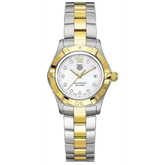 TAG Heuer Aquaracer 300M Quartz 27 Stainless Steel / Yellow Gold / MOP - Diamond / Bracelet WAF1425.BA0825