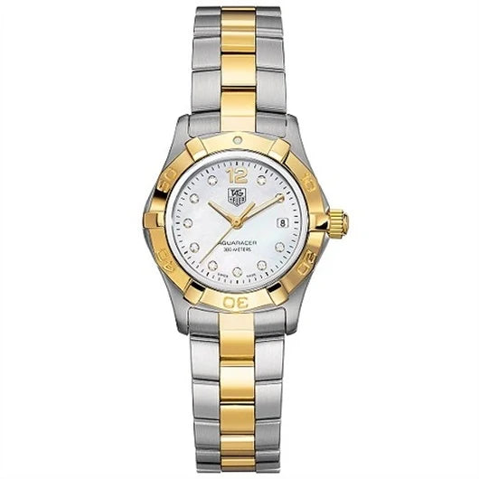 TAG Heuer Aquaracer 300M Quartz 27 Stainless Steel / Yellow Gold / MOP - Diamond / Bracelet WAF1425.BB0814