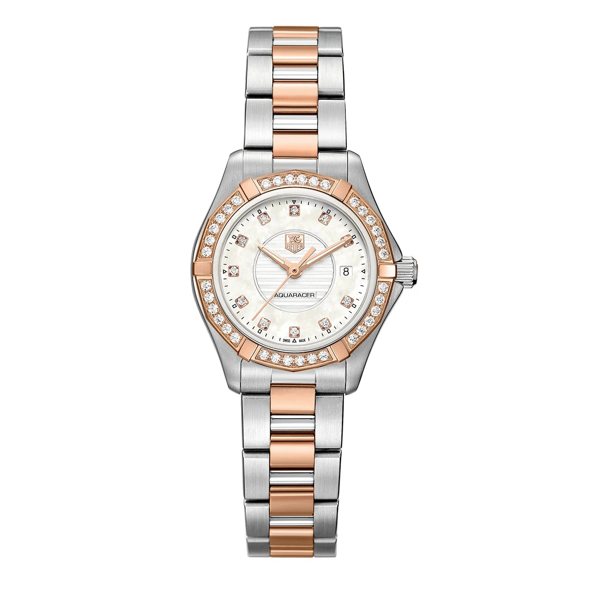 TAG Heuer Aquaracer 300M Quartz 27 Stainless Steel / Rose Gold / Diamond / Silver / Bracelet WAP1452.BD0837