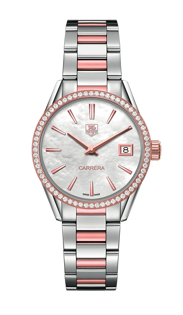 TAG Heuer Carrera Lady Quartz 32 Stainless Steel / Rose Gold / Diamond / MOP / Bracelet WAR1353.BD0774