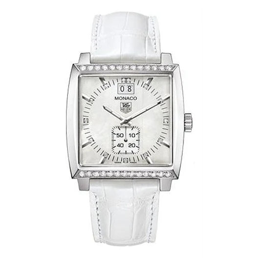 TAG Heuer Monaco Quartz Big Date Stainless Steel / Diamond / MOP / Alligator WAW1313.FC6247