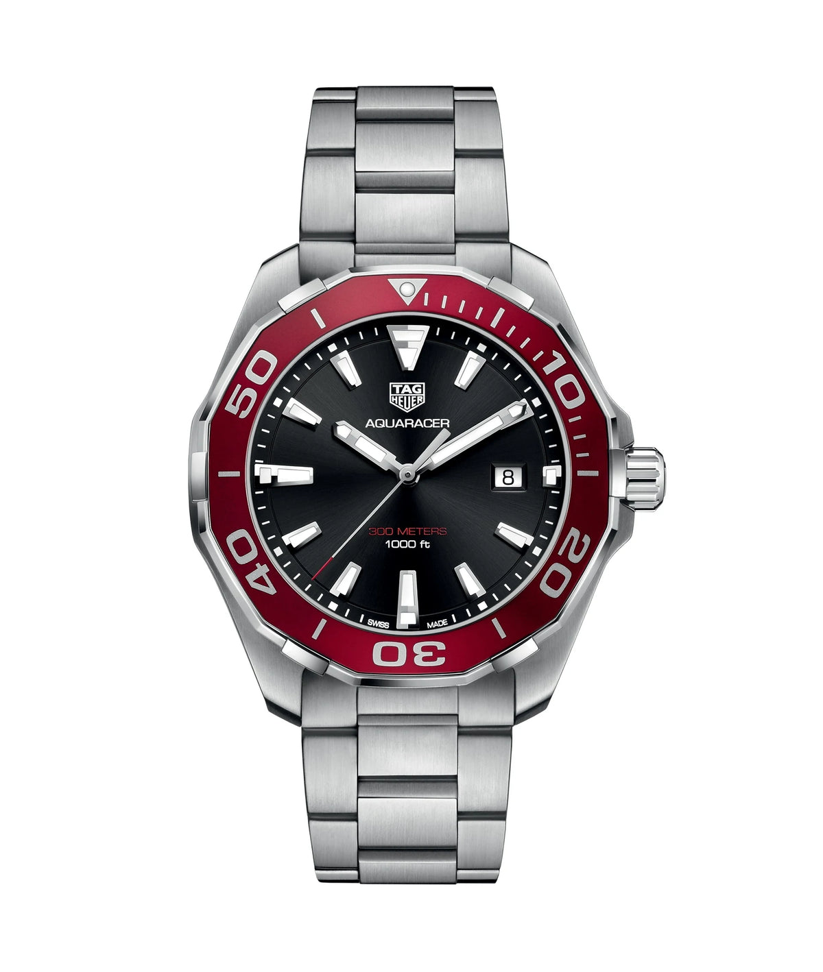 TAG Heuer Aquaracer 300M Quartz 43 Stainless Steel / Black / Red / Bracelet WAY101B.BA0746
