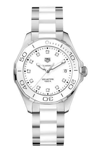 TAG Heuer Aquaracer 300M Quartz 35 Stainless Steel / White - Diamond / Bracelet WAY131D.BA0914