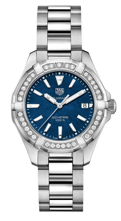 TAG Heuer Aquaracer 300M Quartz 35 Stainless Steel / Diamond / Blue MOP / Bracelet WAY131N.BA0748