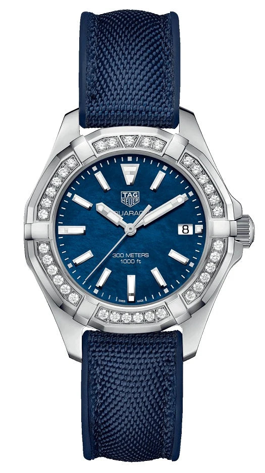 TAG Heuer Aquaracer 300M Quartz 35 Stainless Steel / Diamond / Blue MOP / Nylon WAY131N.FT6091