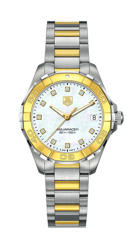 TAG Heuer Aquaracer 300M Quartz 32 Stainless Steel / Yellow Gold / MOP - Diamond / Bracelet WAY1351.BD0917