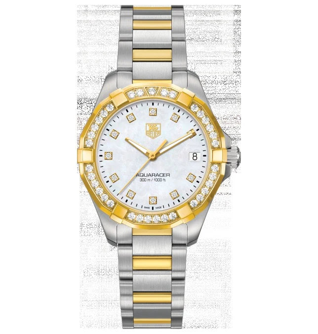 TAG Heuer Aquaracer 300M Quartz 32 Stainless Steel / Yellow Gold / Diamond / MOP - Diamond / Bracelet WAY1353.BD0917