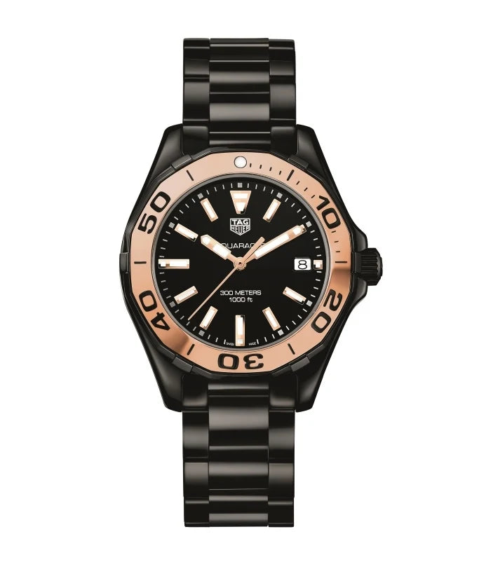 TAG Heuer Aquaracer 300M Quartz 35 Ceramic / Rose Gold / Black / Bracelet WAY1355.BH0716