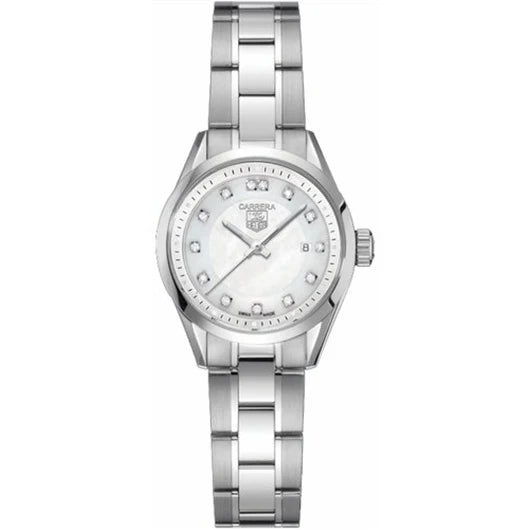 TAG Heuer Carrera Quartz 27 Stainless Steel / MOP - Diamond / Bracelet WV1411.BA0793